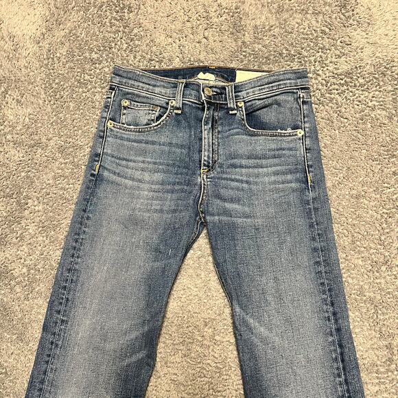 Rag & Bone Jeans Womens 25 10” Cropped Flare Raw Hem Blue Denim Pants - Picture 3 of 12